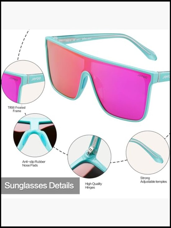 Polarized Square Sunglasses Oversized Fashion Siamese Lens Flat Top Shield